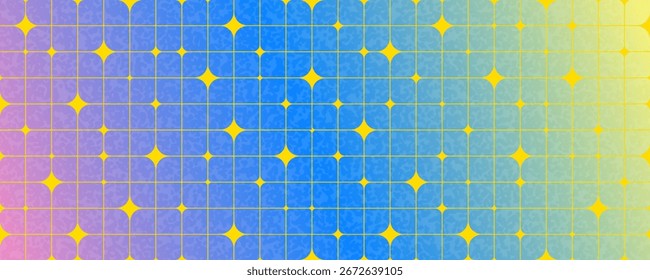 Trendy gradient Y2K style background. Abstract geometric layout with stars