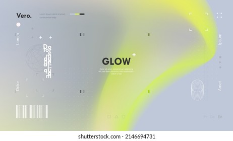 Trendy graffiti style background with light neon green blurred shape. Modern wallpaper design for poster, website, placard, cover, advertising