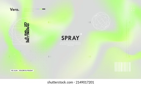 Trendy graffiti style background with light neon green blurred shape. Modern wallpaper design for poster, website, placard, cover, advertising