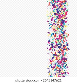 Trendy Grain Falling Vector Transparent Background. Cheerful Happy Powder Texture. Color Sand Transparent Postcard. Rainbow Dot Top Pattern.