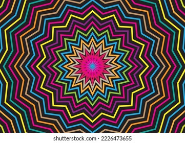 Trendy graphic pattern vector background. Abstract geometry stripes design with colorful zigzag radius. Modern for decorative wallpaper, poster, flyer, banner, prints, paper, wrapping or fabric.
