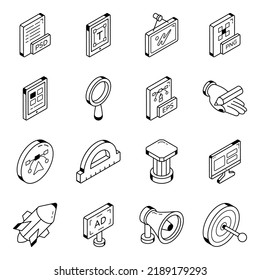 Trendy Graphics and Art Isometric Line Icons

