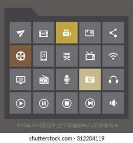 Trendy gray multimedia icons