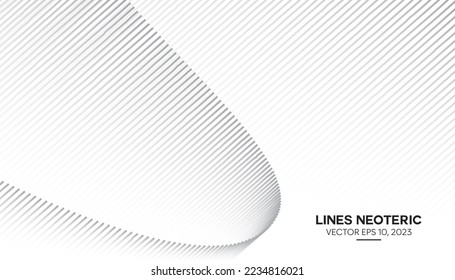 Trendgrauer, grauer Linienhintergrund. Minimale monochrome Streifenstruktur. Abstrakte graue Linien, Musterhintergrund. Vektorgrafik, 2023