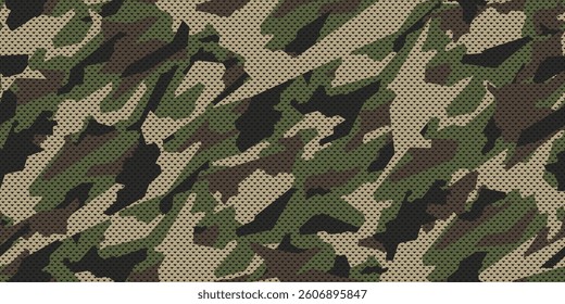 Trendy green camouflage, military pattern with grid. Camouflage seamless pattern for army