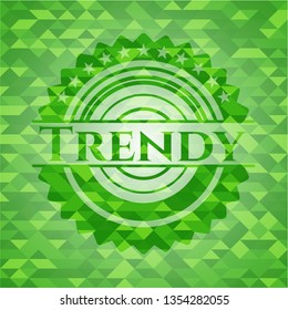 Trendy green emblem. Mosaic background