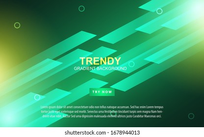 Trendy green gradient color dynamic background with fluid and memphis style composition. Modern concept vector layout design template can use element landing page, wallpaper, presentation, cover