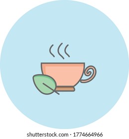 Trendy green tea icon on blue background for web and mobile graphic.