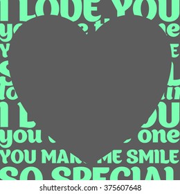 Trendy green vector heart with words
