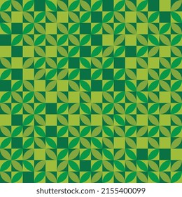 Trendy greenery design seamless pattern. Geometric shapes in Bauhaus ornament. Vector illustration of geometrical pattern. EPS 10