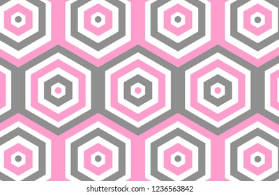 Trendy grey and pink vector seamless pattern honeycomb hexagon wallpaper