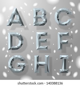 Trendy grey polygonal geometric numbers, part 1. Vector Illustration. 