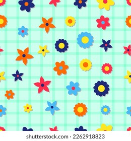 Trendy groovy seamless pattern for decorative design. Retro 60s 70s psychedelic design. Floral seamless pattern. Summer abstract floral textile vintage print. Hippie 60s, 70s style. Groovy background