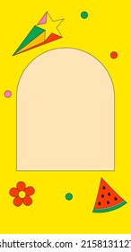 Trendy Groovy Story Art Template for Social Media Post Banner Design and Web Internet ads Retro Background