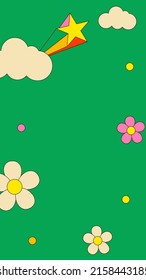 Trendy Groovy Story Art Template for Social Media Post Banner Design and Web Internet ads Retro Background