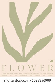 Trendy Groovy Vector Illustration Set in Matisse style. Decorative Modern Flower Poster. Plants, flowers and leaves in hand drawn style.