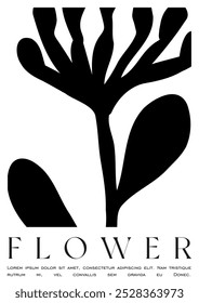 Trendy Groovy Vector Illustration Set in Matisse style. Minimal Modern Botanical Background. Plants, flowers and leaves in hand drawn style.