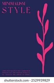 Trendy Groovy Vector Illustration Set in Matisse style. Floral Retro Art Card.  Plants, flowers and leaves in hand drawn style.