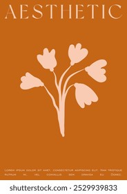 Trendy Groovy Vector Illustration Set in Matisse style. Contemporary Collage Botanical Minimalist Wall Art Print. Plants, flowers and leaves in hand drawn style.