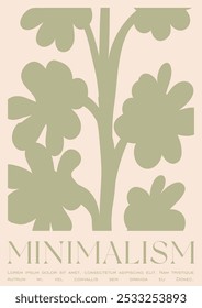Trendy Groovy Vector Illustration Set in Matisse style. Contemporary Collage Botanical Minimalist Wall Art Print. Plants, flowers and leaves in hand drawn style.