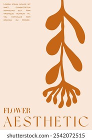 Conjunto de Ilustración vectorial Groovy de moda en estilo Matisse. Estampado moderno con Formas irregulares de la naturaleza.  Plantas, flores y hojas en estilo dibujado a mano.