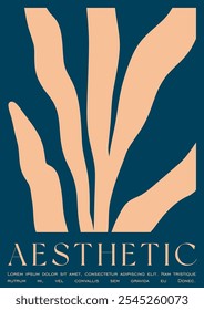 Trendy Groovy Vetor Illustration Set em estilo Matisse. Bohemian Modern Floral Cover Plantas, flores e folhas em estilo desenhado à mão.