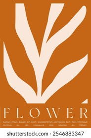 Trendy Groovy Vetor Illustration Set em estilo Matisse. Poster de flor estética ingênuo. Plantas, flores e folhas em estilo desenhado à mão.