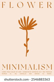 Trendy Groovy Vector Illustration Set in Matisse style. Naive Aesthetic Flower Poster. Plants, flowers and leaves in hand drawn style.