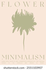 Trendy Groovy Vector Illustration Set in Matisse style. Floral Retro Art Card.  Plants, flowers and leaves in hand drawn style.
