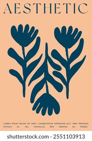 Conjunto de Ilustración vectorial Groovy de moda en estilo Matisse. Collage contemporáneo Botánico Minimalista impresión de arte de pared. Plantas, flores y hojas en estilo dibujado a mano.