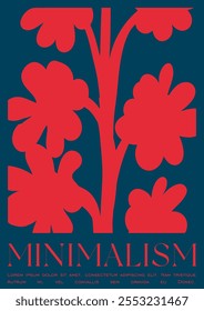 Trendy Groovy Vector Illustration Set in Matisse style. Naive Aesthetic Flower Poster. Plants, flowers and leaves in hand drawn style.