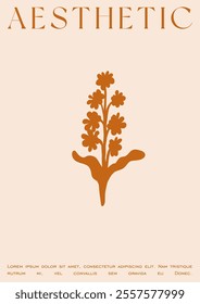 Trendy Groovy Vector Illustration Set in Matisse style. Naive Aesthetic Flower Poster. Plants, flowers and leaves in hand drawn style.