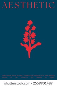 Trendy Groovy Vector Illustration Set in Matisse style. Bohemian Modern Floral Cover. Plants, flowers and leaves in hand drawn style.