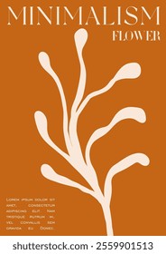 Trendy Groovy Vector Illustration Set in Matisse style. Bohemian Modern Floral Cover. Plants, flowers and leaves in hand drawn style.