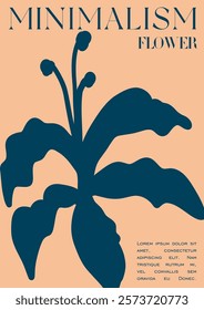 Trendy Groovy Vector Illustration Set in Matisse style. Floral Retro Art Card.  Plants, flowers and leaves in hand drawn style.