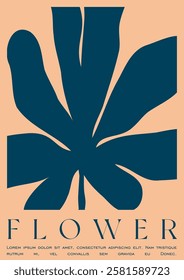 Trendy Groovy Vector Illustration Set in Matisse style. Floral Retro Art Card.  Plants, flowers and leaves in hand drawn style.
