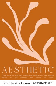 Conjunto de Ilustración vectorial Groovy de moda en estilo Matisse. Póster decorativo de flores modernas. Plantas, flores y hojas en estilo dibujado a mano.