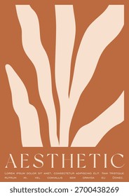 Trendy Groovy Vector Illustration Set in Matisse style. Modern print with nature irregular shapes.  Plants, flowers and leaves in hand drawn style.