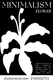 Trendy Groovy Vector Illustration Set in Matisse style. Floral Retro Art Card.  Plants, flowers and leaves in hand drawn style.
