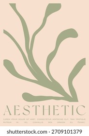 Trendy Groovy Vector Illustration Set in Matisse style. Naive Aesthetic Flower Poster. Plants, flowers and leaves in hand drawn style.