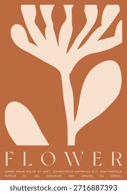 Conjunto de Ilustración vectorial Groovy de moda en estilo Matisse. Estampado moderno con Formas irregulares de la naturaleza.  Plantas, flores y hojas en estilo dibujado a mano.