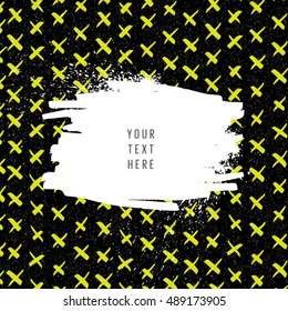 Trendy Grunge Layout with lime green crossed pattern on black 