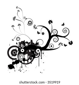 trendy grunge vector floral design