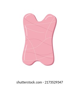 trendy gua sha scraper made of natural stone, massager for facial care. Vector illustration skin care concept.