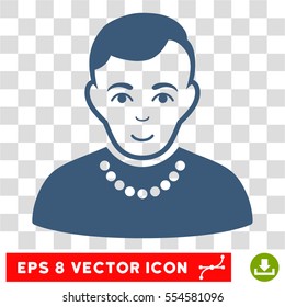 Trendy Guy EPS vector pictogram. Illustration style is flat iconic blue symbol on chess transparent background.