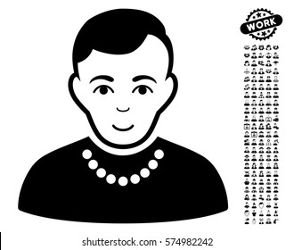 Trendy Guy icon with bonus human pictograph collection. Vector illustration style is flat iconic black symbols on white background.