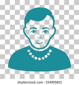 Trendy Guy vector pictogram. Illustration style is flat iconic soft blue symbol on a chess transparent background.