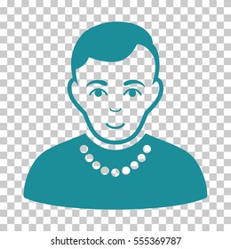 Trendy Guy vector pictograph. Illustration style is flat iconic soft blue symbol on a chess transparent background.
