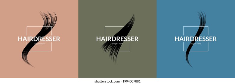 Trendy hairdresser logo. Vector illustration.