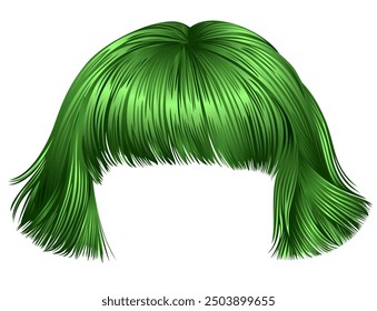 trendy hairs green colors .
 kare fringe . beauty fashion